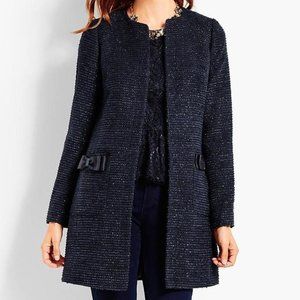 Talbots | Black Tweed Bow Topper Coat